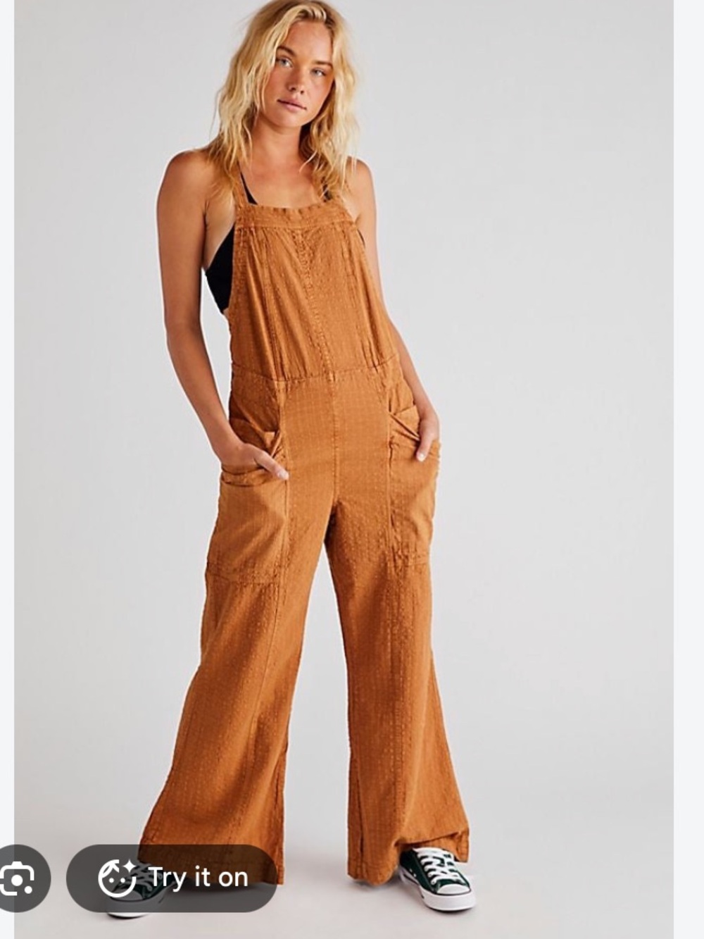 Free People savannah overalls Wide Leg Jumpsuit romper size small boho